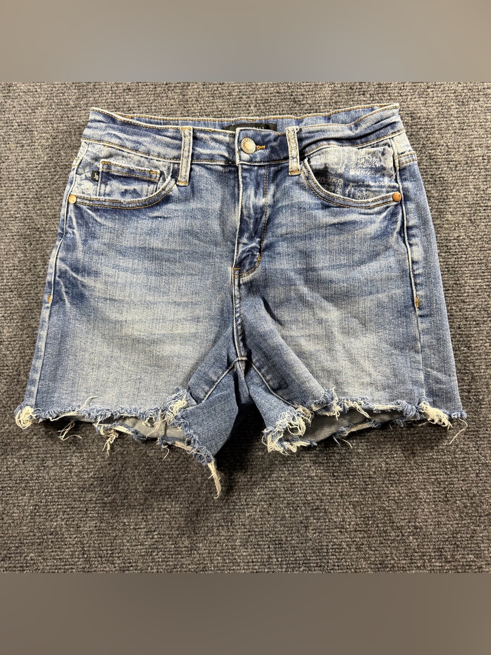 Judy Blue Paisley Bandana Printed Mid Rise Denim Cutoff Shorts Size Medium
